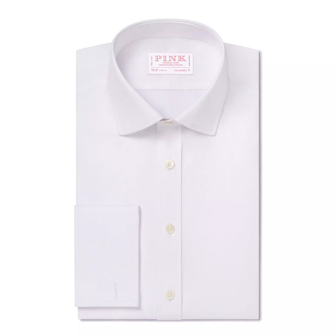 White Tailored Fit Double Cuff Ramses Poplin Formal Shirt