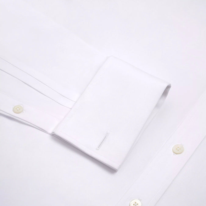 White Tailored Fit Double Cuff Ramses Poplin Formal Shirt