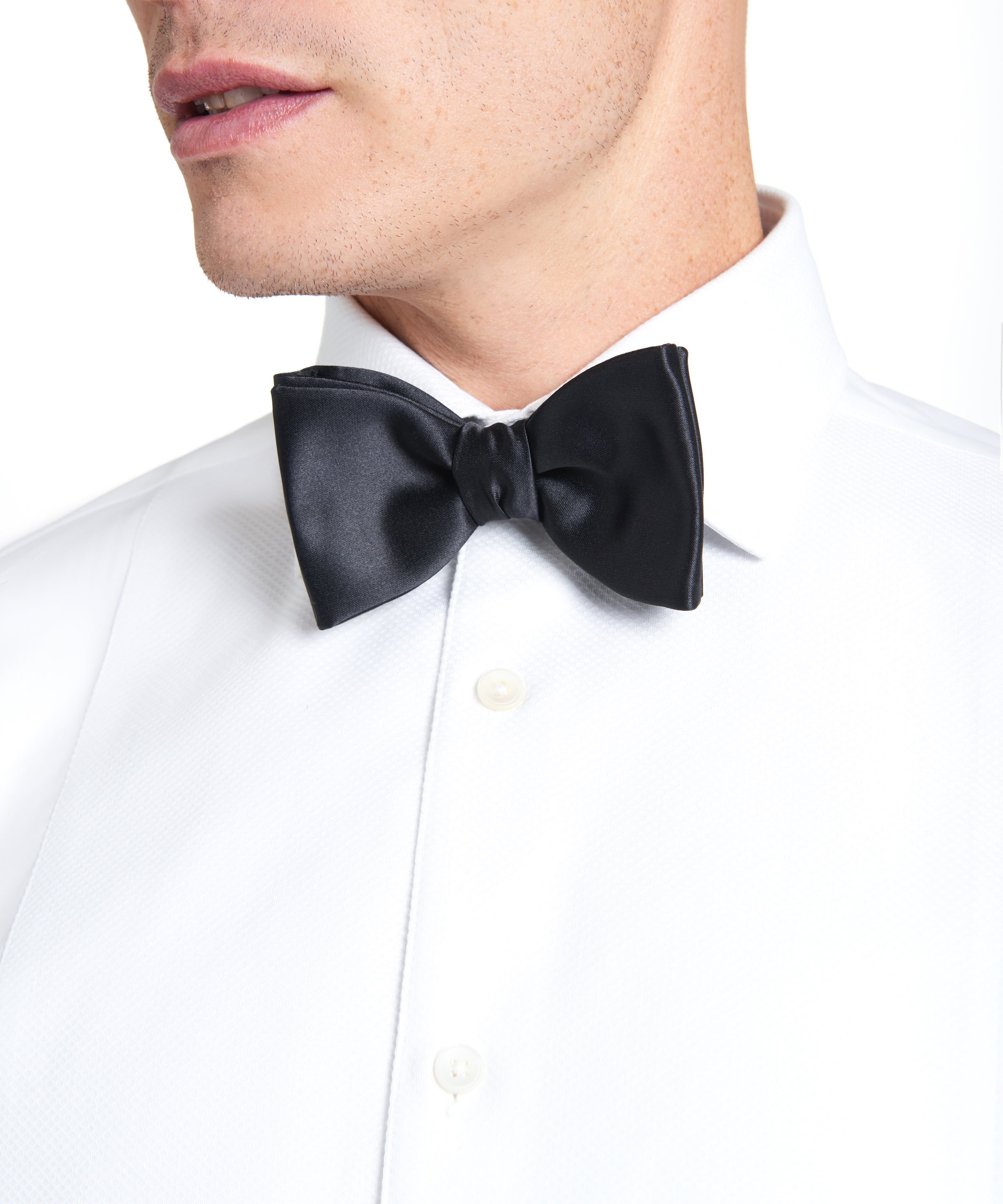 Black Silk Satin Bow Tie