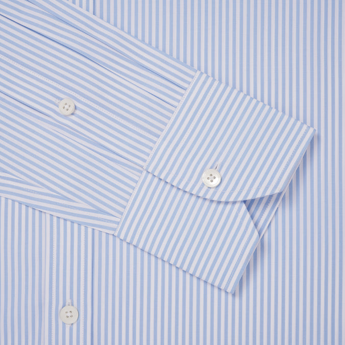 Pale Blue & White Slim Fit Essential Bengal Stripe Formal Shirt