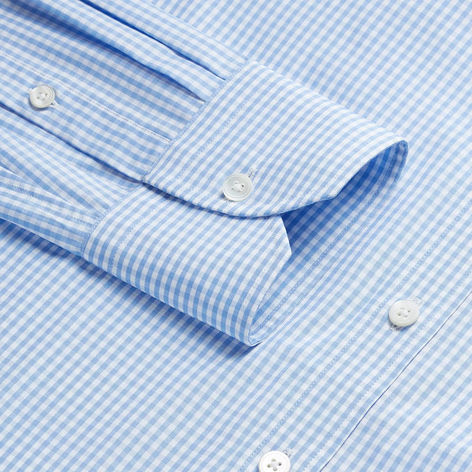 Pale Blue & White Slim Fit Essential Gingham Formal Shirt