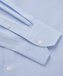 Sky Blue & White Athletic Fit Fancy Fine Stripe Formal Shirt