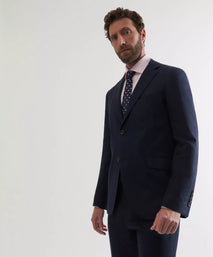 Navy Tailored Fit Linen Twill Jacket