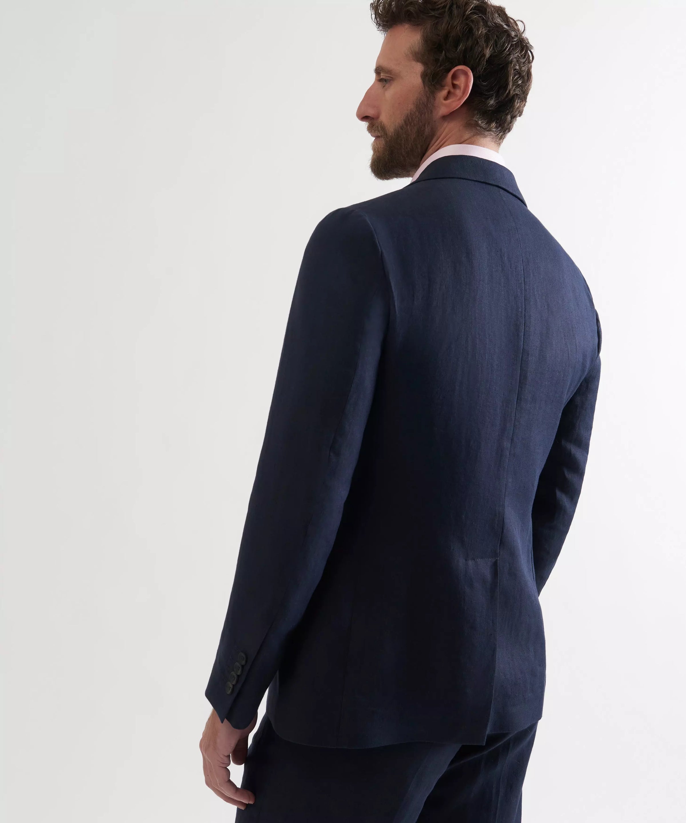 Navy Tailored Fit Linen Twill Jacket
