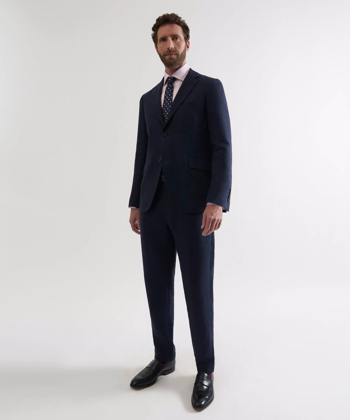 Navy Tailored Fit Linen Twill Jacket