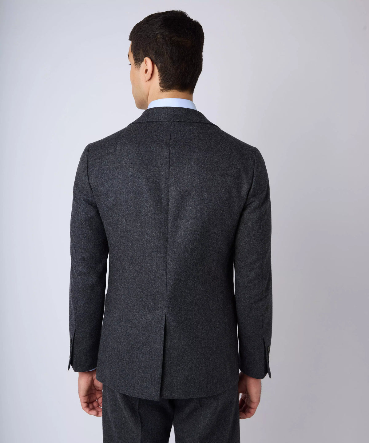 Charcoal Grey Tailored Fit Melange Merino Wool Jacket