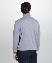 Pale Grey Merino Wool Zip Neck Sweater