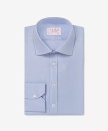 Blue & White Slim Fit Formal Micro Puppytooth Shirt