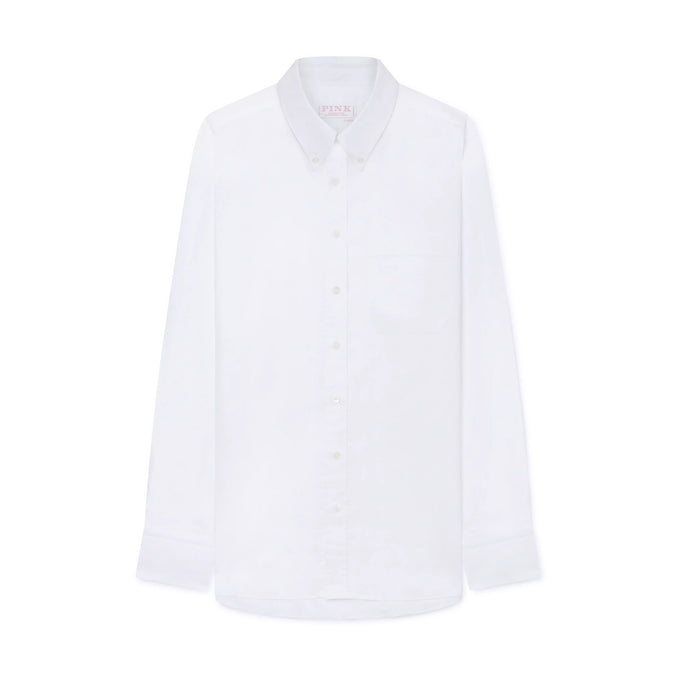 White Classic Fit Smart Casual Button Down Collar Linen Tonal Stripe Shirt